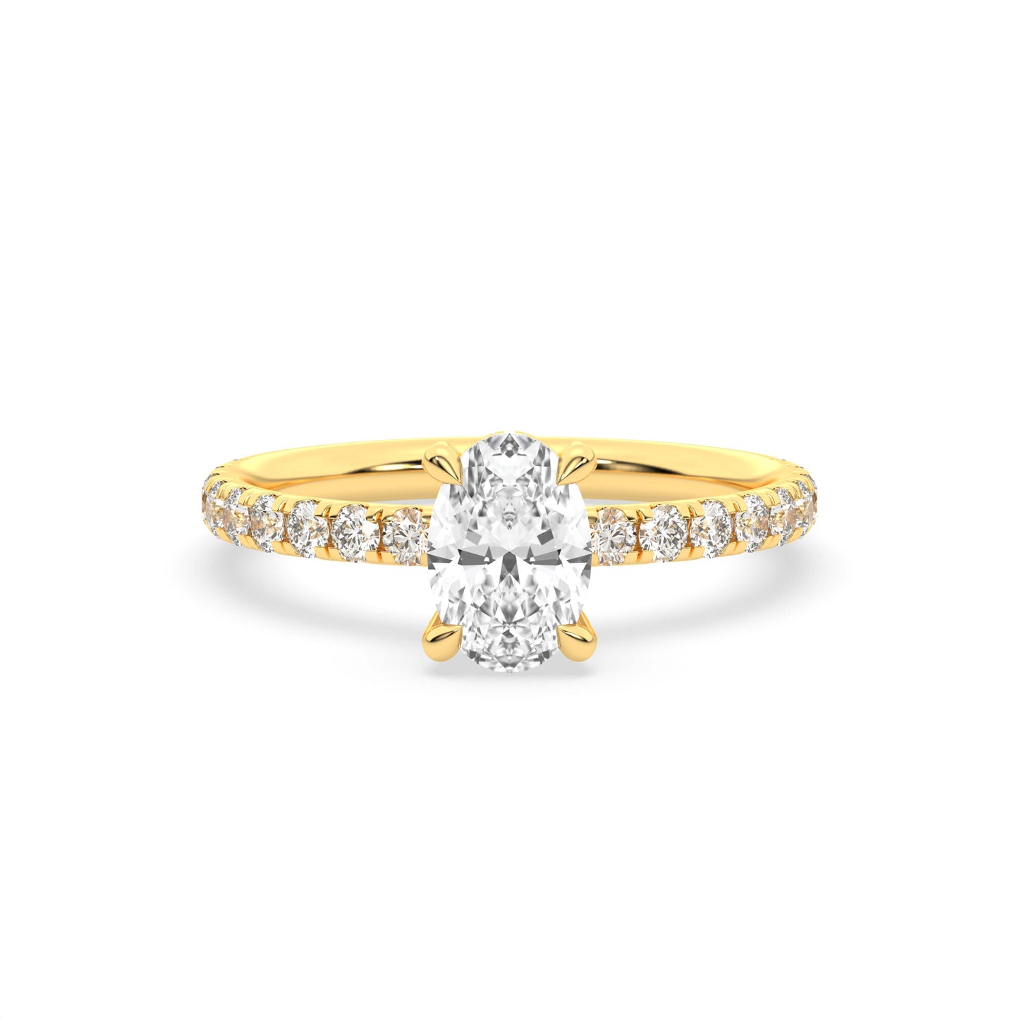 1.4 TCW Emerald Solitair Pave Ring